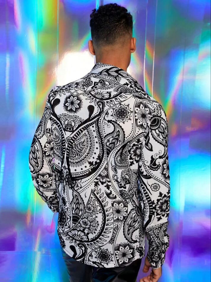 Uptown Funky ModaGents Men's Floral Print Long Sleeve Button Up Casual Woven Autumn Shirt